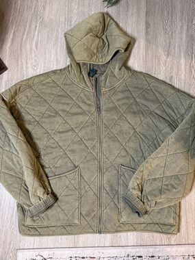 Wild Fable Quilted Zip Hoodie Jacket – Olive Green Size XL